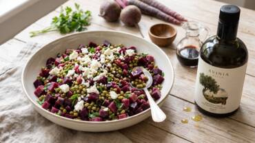 Pancar ve Mor Havuçlu Maş Fasulyesi Salatası